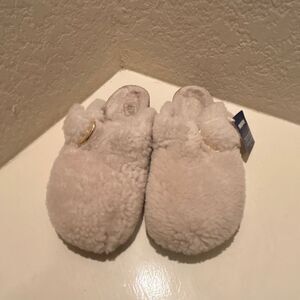 Birkenstock Cream Fuzzy Mules